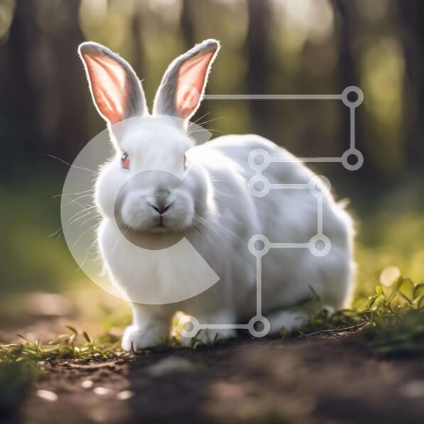 Intra Συλλεκτικό Ξύλινο Παζλ Plywood  4mm - Περίεργο λευκό λαγουδάκι με κόκκινα μάτια στο δάσος Σε Ξύλινο Κουτί - Διαστάσεις: 10x10 cm – 25 κομμάτια