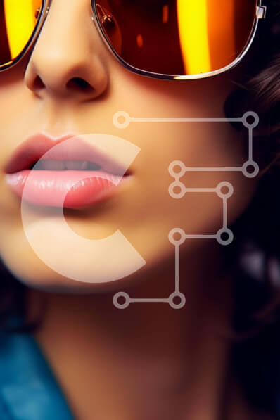 Intra Συλλεκτικό Ξύλινο Παζλ Plywood  4mm - Μοντέρνα γυναίκα με σγουρά μαλλιά και γυαλιά ηλίου Σε Ξύλινο Κουτί - Διαστάσεις Puzzle: 10x10 cm – 25 κομμάτια