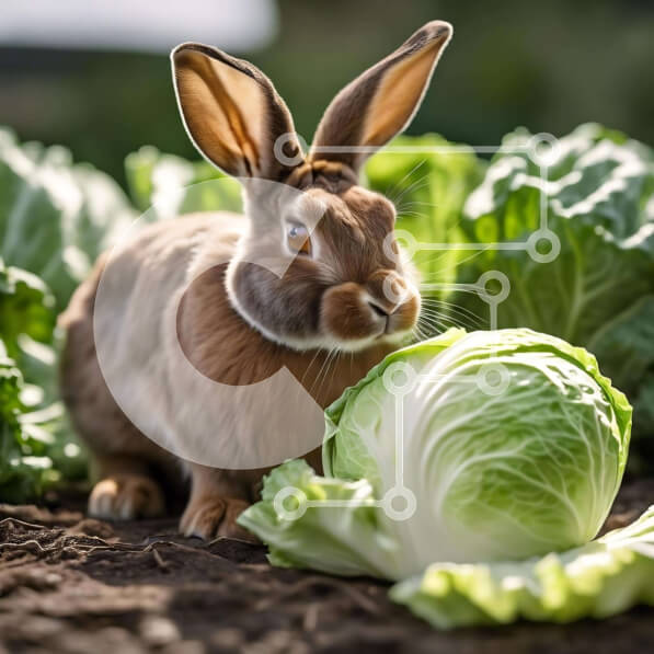 Intra Συλλεκτικό Ξύλινο Παζλ Plywood  4mm - Περίεργο κουνέλι και άγουρο λάχανο στον κήπο Σε Ξύλινο Κουτί - Διαστάσεις: 10x10 cm – 25 κομμάτια