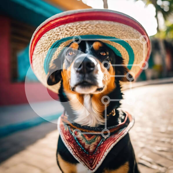 Intra Συλλεκτικό Ξύλινο Παζλ Plywood  4mm - Φιλικό σκυλί με καπέλο σομπρέρο Σε Ξύλινο Κουτί - Διαστάσεις: 10x10 cm – 25 κομμάτια