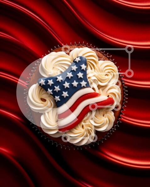 Σετ των 2 Intra Συλλεκτικό Ξύλινο Παζλ Plywood  4mm - Cupcake με αμερικανική σημαία Σε Ξύλινο Κουτί - Διαστάσεις: 10x10 cm – 25 κομμάτια