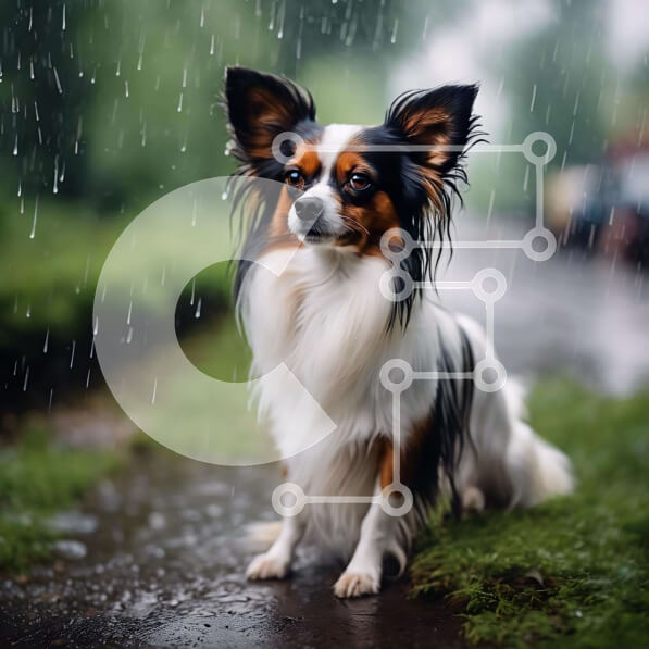 Intra Συλλεκτικό Ξύλινο Παζλ Plywood  4mm - Καφέ και λευκό σκυλί που απολαμβάνει τη βροχή σε εξωτερικούς χώρους Σε Ξύλινο Κουτί - Διαστάσεις: 10x10 cm – 25 κομμάτια