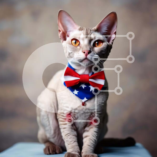 Intra Συλλεκτικό Ξύλινο Παζλ Plywood  4mm - Γάτα με παπιγιόν με θέμα την αμερικανική σημαία Σε Ξύλινο Κουτί - Διαστάσεις: 10x10 cm – 25 κομμάτια