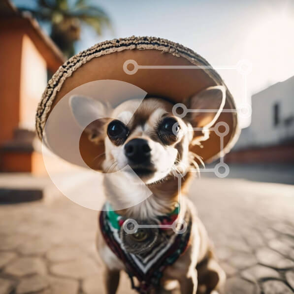 Intra Συλλεκτικό Ξύλινο Παζλ Plywood  4mm - Μικρό καφέ σκυλί που φορά μεξικάνικο καπέλο σομπρέρο Σε Ξύλινο Κουτί - Διαστάσεις: 10x10 cm – 25 κομμάτια