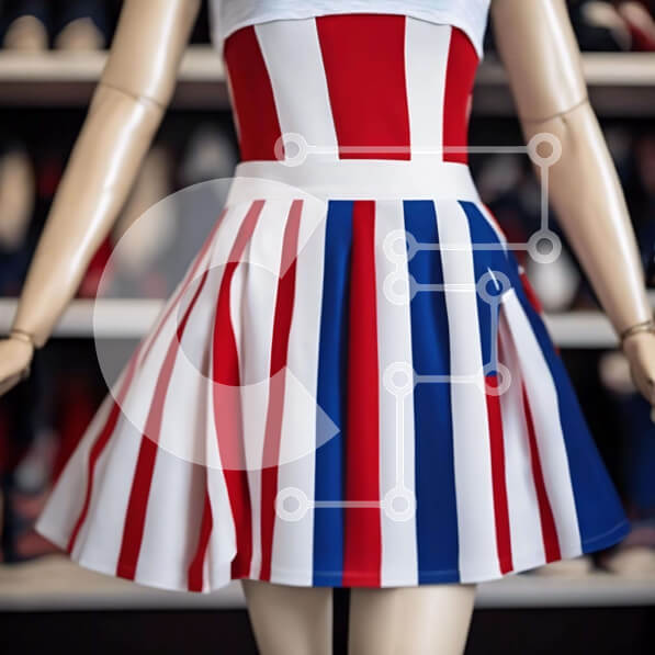 Σετ των 2 Intra Συλλεκτικό Ξύλινο Παζλ Plywood  4mm - Μανεκέν σε κόκκινο, λευκό και μπλε φούστα Σε Ξύλινο Κουτί - Διαστάσεις: 10x10 cm – 25 κομμάτια