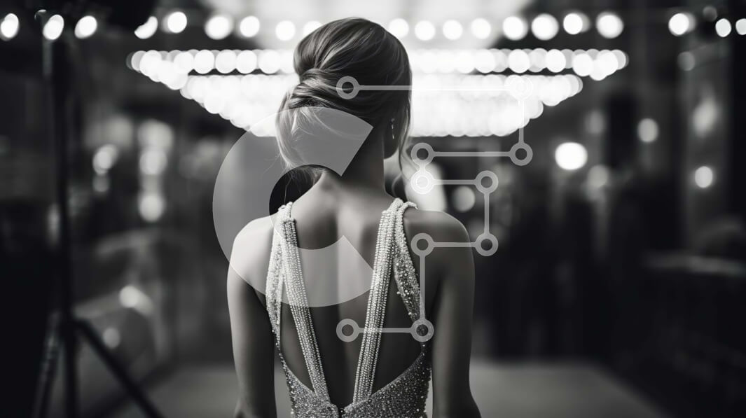 Intra Συλλεκτικό Ξύλινο Παζλ Plywood  4mm - Κομψή γυναίκα με ασπρόμαυρο φόρεμα με λαμπερό υλικό και φωτάκια Σε Ξύλινο Κουτί - Διαστάσεις Puzzle: 10x10 cm – 25 κομμάτια