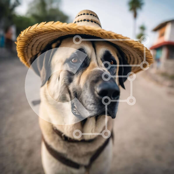 Intra Συλλεκτικό Ξύλινο Παζλ Plywood  4mm - Αξιολάτρευτο σκυλί με ψάθινο καπέλο Σε Ξύλινο Κουτί - Διαστάσεις: 10x10 cm – 25 κομμάτια