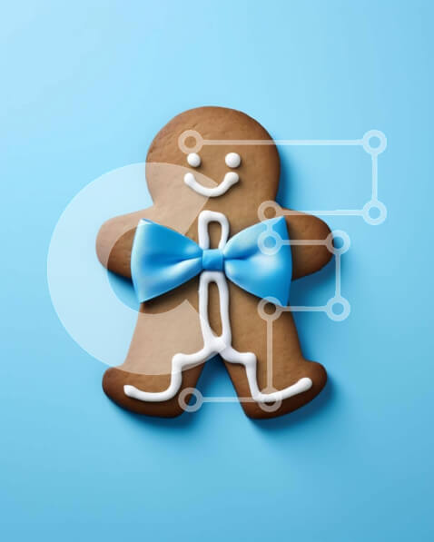 Intra Συλλεκτικό Ξύλινο Παζλ Plywood  4mm - Holiday Gingerbread Man με μπλε παπιγιόν Σε Ξύλινο Κουτί - Διαστάσεις: 10x10 cm – 25 κομμάτια