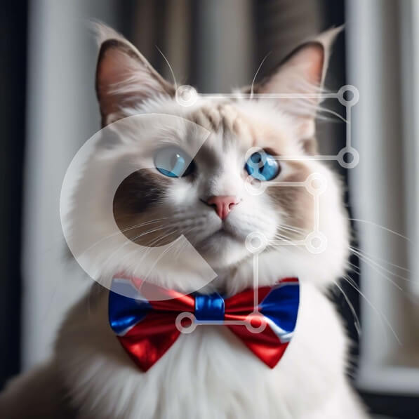 Intra Συλλεκτικό Ξύλινο Παζλ Plywood  4mm - Λευκή και καφέ γάτα με μπλε μάτια από το ανοιχτό παράθυρο Σε Ξύλινο Κουτί - Διαστάσεις: 10x10 cm – 25 κομμάτια