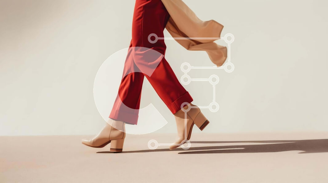 Intra Συλλεκτικό Ξύλινο Παζλ Plywood  4mm - Κομψή γυναίκα με κόκκινο παντελόνι και τακούνια που περπατά Σε Ξύλινο Κουτί - Διαστάσεις Puzzle: 10x10 cm – 25 κομμάτια