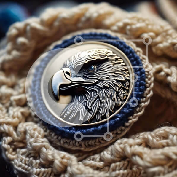 Intra Συλλεκτικό Ξύλινο Παζλ Plywood  4mm - Κουμπί σε σχήμα αετού σε κροσέ μαντήλι Σε Ξύλινο Κουτί - Διαστάσεις: 10x10 cm – 25 κομμάτια