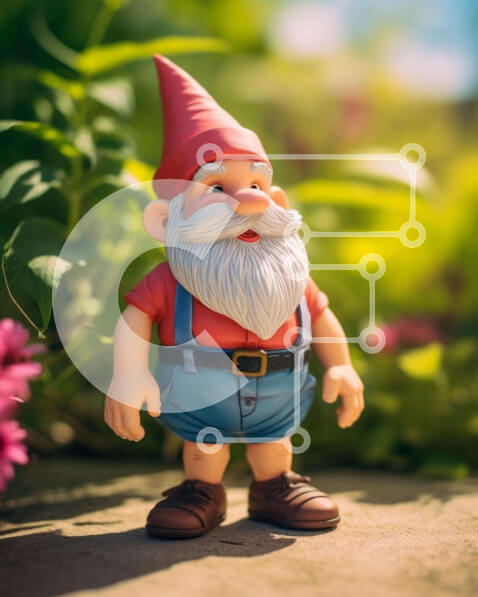 Intra Συλλεκτικό Ξύλινο Παζλ Plywood  4mm - Παιχνίδι Gnome στον κήπο με λουλούδια και φυτά Σε Ξύλινο Κουτί - Διαστάσεις: 10x10 cm – 25 κομμάτια