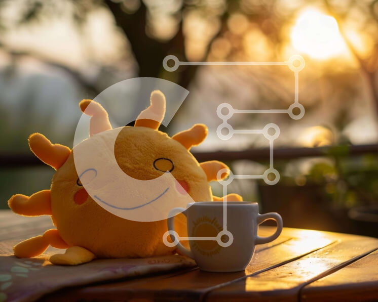 Intra Συλλεκτικό Ξύλινο Παζλ Plywood  4mm - Γεμιστός ήλιος σε φλιτζάνι καφέ Σε Ξύλινο Κουτί - Διαστάσεις Puzzle: 10x10 cm – 25 κομμάτια