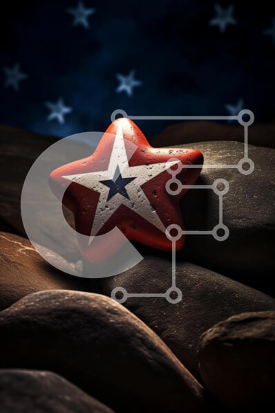 Σετ των 2 Intra Συλλεκτικό Ξύλινο Παζλ Plywood  4mm - Βράχος σε σχήμα αστεριού με πατριωτικές διακοσμήσεις Σε Ξύλινο Κουτί - Διαστάσεις: 10x10 cm – 25 κομμάτια