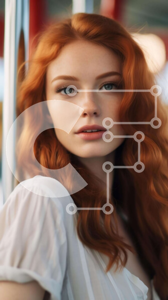 Intra Συλλεκτικό Ξύλινο Παζλ Plywood  4mm - Εκπληκτική κοκκινομάλλα γυναίκα που ποζάρει για την κάμερα Σε Ξύλινο Κουτί - Διαστάσεις Puzzle: 10x10 cm – 25 κομμάτια