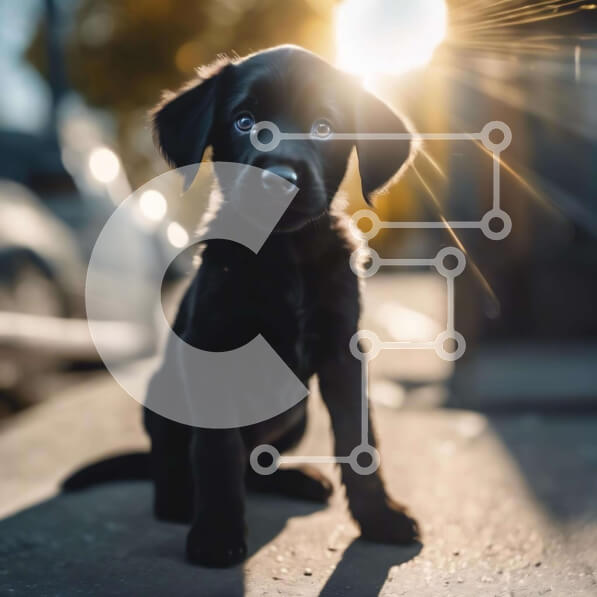 Intra Συλλεκτικό Ξύλινο Παζλ Plywood  4mm - Μαύρο κουτάβι που περιμένει να παίξει Σε Ξύλινο Κουτί - Διαστάσεις: 10x10 cm – 25 κομμάτια