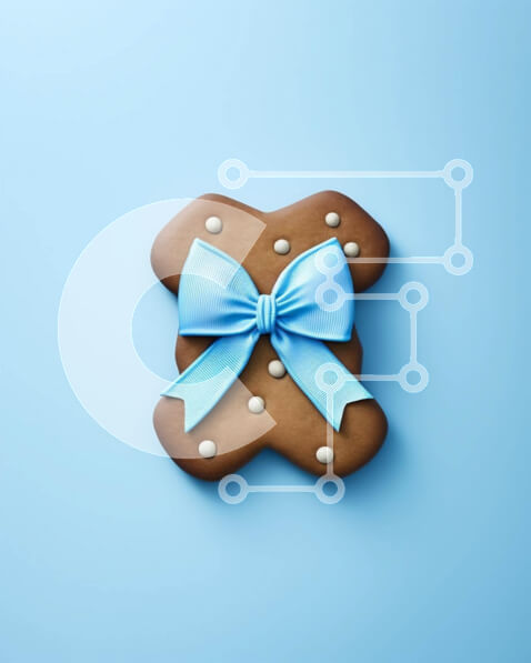 Intra Συλλεκτικό Ξύλινο Παζλ Plywood  4mm - Γιορτινό μπισκότο μελόψωμο με μπλε κορδέλες και φιόγκους Σε Ξύλινο Κουτί - Διαστάσεις: 10x10 cm – 25 κομμάτια