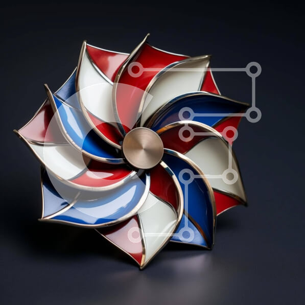 Intra Συλλεκτικό Ξύλινο Παζλ Plywood  4mm - Κόκκινο, λευκό και μπλε αντικείμενο σε σχήμα λουλουδιού Σε Ξύλινο Κουτί - Διαστάσεις: 10x10 cm – 25 κομμάτια