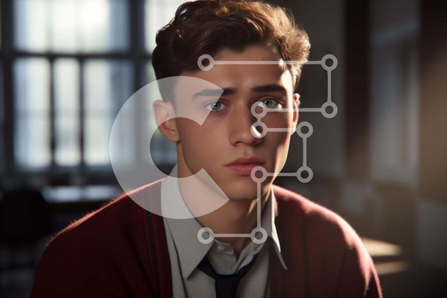 Intra Συλλεκτικό Ξύλινο Παζλ Plywood  4mm - Νεαρός άνδρας στο γραφείο ή στην τραπεζαρία Σε Ξύλινο Κουτί - Διαστάσεις Puzzle: 10x10 cm – 25 κομμάτια