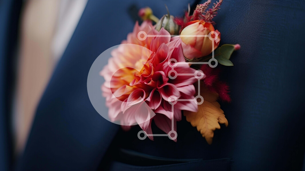 Σετ των 2 Intra Συλλεκτικό Ξύλινο Παζλ Plywood  4mm - Πολύχρωμη μπουτονιέρα σε ανδρικό σακάκι Σε Ξύλινο Κουτί - Διαστάσεις: 10x10 cm – 25 κομμάτια