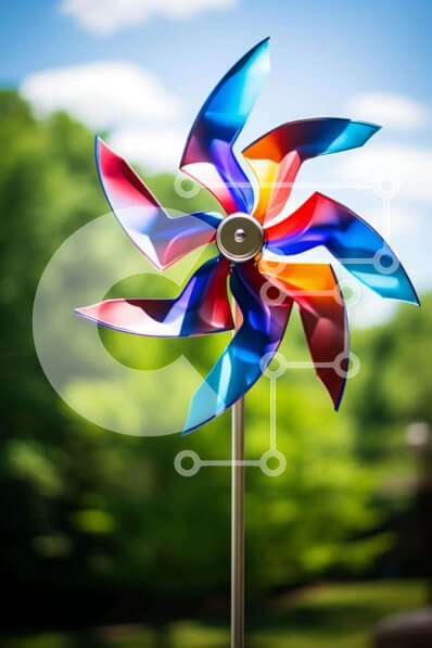 Intra Συλλεκτικό Ξύλινο Παζλ Plywood  4mm - Πολύχρωμος ανεμόμυλος σε φυσικό περιβάλλον Σε Ξύλινο Κουτί - Διαστάσεις: 10x10 cm – 25 κομμάτια