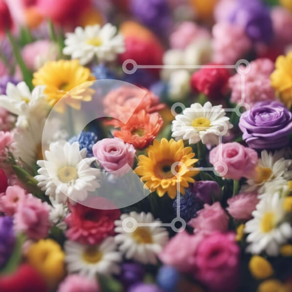 Σετ των 2 Intra Συλλεκτικό Ξύλινο Παζλ Plywood  4mm - Πολύχρωμο μπουκέτο λουλουδιών κινηματογράφηση σε πρώτο πλάνο Σε Ξύλινο Κουτί - Διαστάσεις: 10x10 cm – 25 κομμάτια