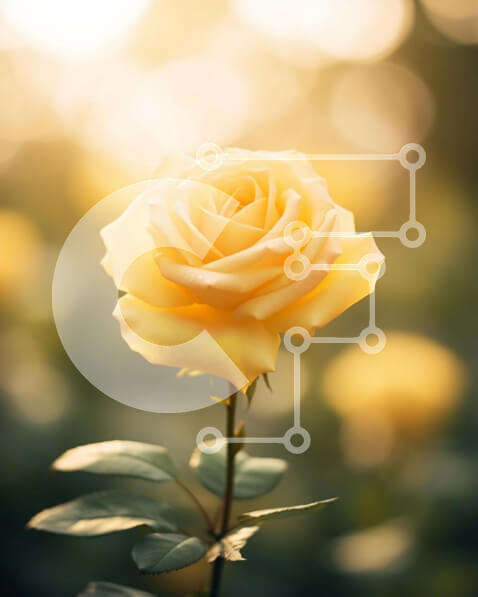 Intra Συλλεκτικό Ξύλινο Παζλ Plywood  4mm - Μονό κίτρινο τριαντάφυλλο σε ανοιχτό πεδίο Σε Ξύλινο Κουτί - Διαστάσεις: 10x10 cm – 25 κομμάτια