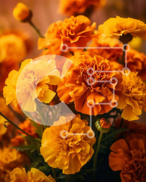 Σετ των 2 Intra Συλλεκτικό Ξύλινο Παζλ Plywood  4mm - Πορτοκαλί και κίτρινο μπουκέτο λουλουδιών Σε Ξύλινο Κουτί - Διαστάσεις: 10x10 cm – 25 κομμάτια