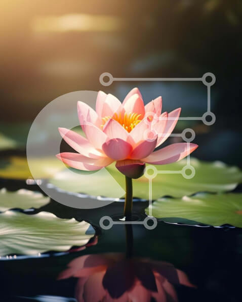 Intra Συλλεκτικό Ξύλινο Παζλ Plywood  4mm - Ροζ λουλούδι λωτού στο νερό Σε Ξύλινο Κουτί - Διαστάσεις: 10x10 cm – 25 κομμάτια