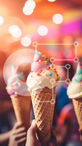 Intra Συλλεκτικό Ξύλινο Παζλ Plywood  4mm - Ομάδα ανθρώπων που απολαμβάνει πολύχρωμα χωνάκια παγωτού Σε Ξύλινο Κουτί - Διαστάσεις Puzzle: 10x10 cm – 25 κομμάτια