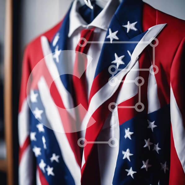 Σετ των 2 Intra Συλλεκτικό Ξύλινο Παζλ Plywood  4mm - Κόκκινο, λευκό και μπλε κοστούμι με μοτίβο αμερικανικής σημαίας Σε Ξύλινο Κουτί - Διαστάσεις: 10x10 cm – 25 κομμάτια