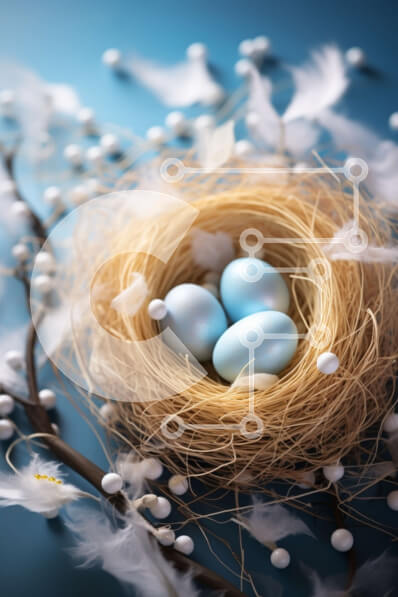 Σετ των 2 Intra Συλλεκτικό Ξύλινο Παζλ Plywood  4mm - Φωλιά πουλιού με τρία μπλε αυγά Σε Ξύλινο Κουτί - Διαστάσεις: 10x10 cm – 25 κομμάτια