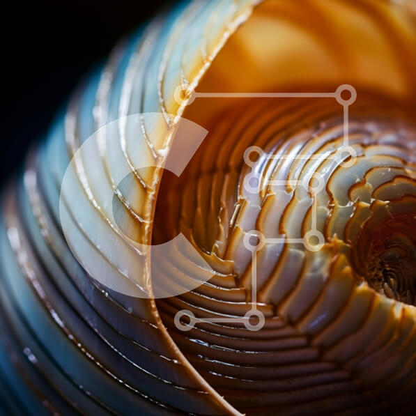 Intra Συλλεκτικό Ξύλινο Παζλ Plywood  4mm - Κοντινό πλάνο πορτοκαλί και κίτρινο σπειροειδές κοχύλι Σε Ξύλινο Κουτί - Διαστάσεις: 10x10 cm – 25 κομμάτια