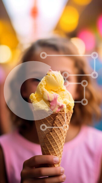 Intra Συλλεκτικό Ξύλινο Παζλ Plywood  4mm - Νεαρό κορίτσι με πολύχρωμο χωνάκι παγωτού Σε Ξύλινο Κουτί - Διαστάσεις Puzzle: 10x10 cm – 25 κομμάτια