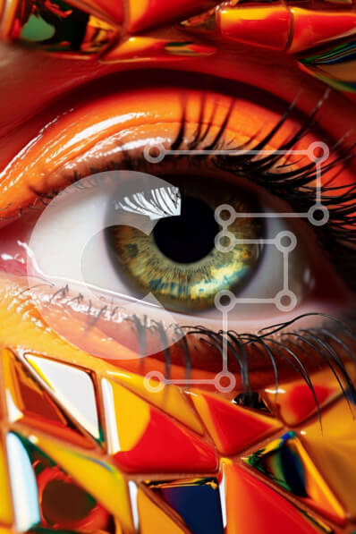 Intra Συλλεκτικό Ξύλινο Παζλ Plywood  4mm - Γυναικείο μάτι διακοσμημένο με φωτεινά γεωμετρικά σχήματα Σε Ξύλινο Κουτί - Διαστάσεις Puzzle: 10x10 cm – 25 κομμάτια