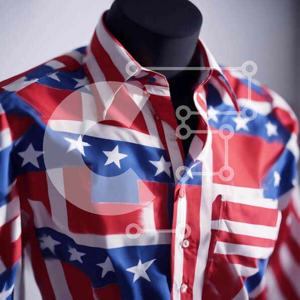 Σετ των 2 Intra Συλλεκτικό Ξύλινο Παζλ Plywood  4mm - Πατριωτικό κόκκινο, λευκό και μπλε πουκάμισο με αστέρια Σε Ξύλινο Κουτί - Διαστάσεις: 10x10 cm – 25 κομμάτια