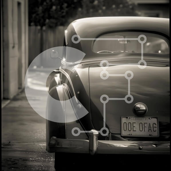 Intra Συλλεκτικό Ξύλινο Παζλ Plywood  4mm - Vintage αυτοκίνητο παρκαρισμένο στην άκρη του δρόμου Σε Ξύλινο Κουτί - Διαστάσεις Puzzle: 10x10 cm – 25 κομμάτια