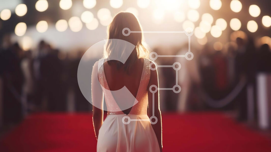 Intra Συλλεκτικό Ξύλινο Παζλ Plywood  4mm - Κομψή γυναίκα που περπατά στο κόκκινο χαλί με λευκό φόρεμα Σε Ξύλινο Κουτί - Διαστάσεις Puzzle: 10x10 cm – 25 κομμάτια