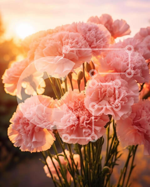 Intra Συλλεκτικό Ξύλινο Παζλ Plywood  4mm - Μπουκέτο με ροζ γαρύφαλλα στο ηλιοβασίλεμα Σε Ξύλινο Κουτί - Διαστάσεις: 10x10 cm – 25 κομμάτια