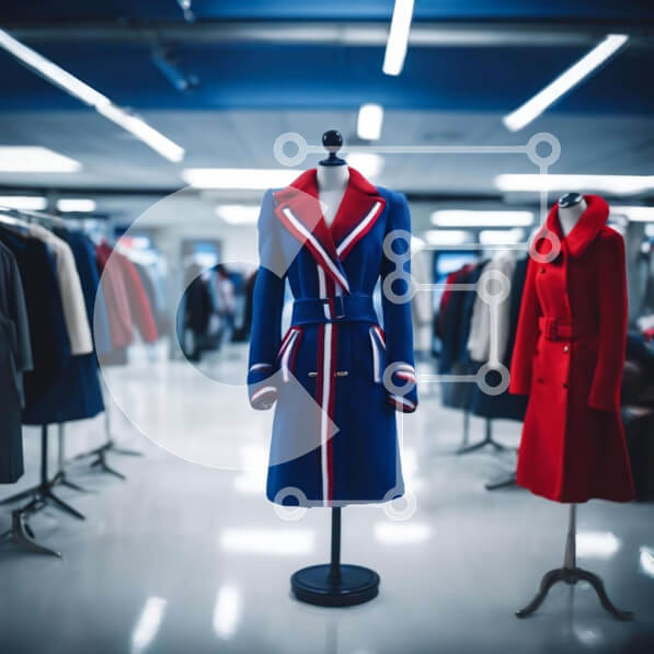 Σετ των 2 Intra Συλλεκτικό Ξύλινο Παζλ Plywood  4mm - Μοντέρνα μανεκέν σε κόκκινο και μπλε παλτό Σε Ξύλινο Κουτί - Διαστάσεις: 10x10 cm – 25 κομμάτια