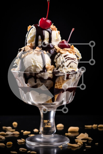 Σετ των 2 Intra Συλλεκτικό Ξύλινο Παζλ Plywood  4mm - Νόστιμο επιδόρπιο παγωτό με σάλτσα σοκολάτας, κεράσια και φιστίκια Σε Ξύλινο Κουτί - Διαστάσεις: 10x10 cm – 25 κομμάτια