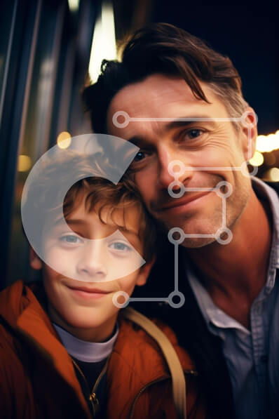 Intra Συλλεκτικό Ξύλινο Παζλ Plywood  4mm - Πατέρας και γιος αγκαλιάζονται Σε Ξύλινο Κουτί - Διαστάσεις Puzzle: 10x10 cm – 25 κομμάτια