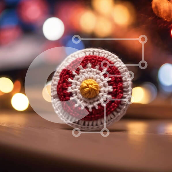 Intra Συλλεκτικό Ξύλινο Παζλ Plywood  4mm - Εορταστική διακόσμηση με κροσέ κύκλο σε ξύλινο τραπέζι Σε Ξύλινο Κουτί - Διαστάσεις Puzzle: 10x10 cm – 25 κομμάτια