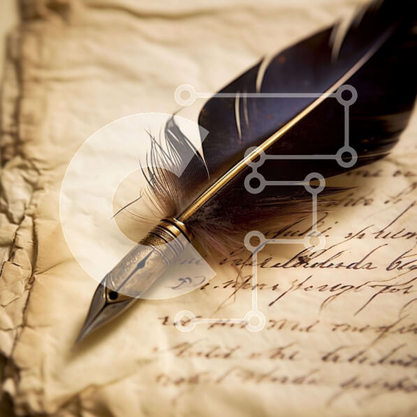 Intra Συλλεκτικό Ξύλινο Παζλ Plywood  4mm - Vintage στυλό με φτερά σε παλιό χαρτί Σε Ξύλινο Κουτί - Διαστάσεις: 10x10 cm – 25 κομμάτια