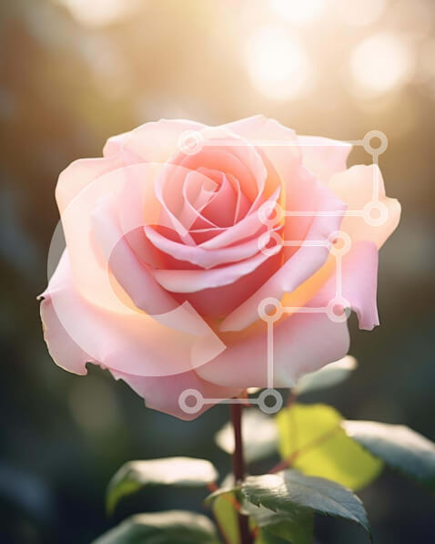 Intra Συλλεκτικό Ξύλινο Παζλ Plywood  4mm - Ροζ τριαντάφυλλο που ανθίζει ανάμεσα σε πράσινα φύλλα Σε Ξύλινο Κουτί - Διαστάσεις: 10x10 cm – 25 κομμάτια