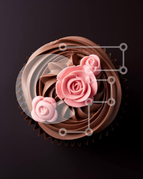 Σετ των 2 Intra Συλλεκτικό Ξύλινο Παζλ Plywood  4mm - Cupcake σοκολάτας με ροζ τριαντάφυλλα Σε Ξύλινο Κουτί - Διαστάσεις: 10x10 cm – 25 κομμάτια