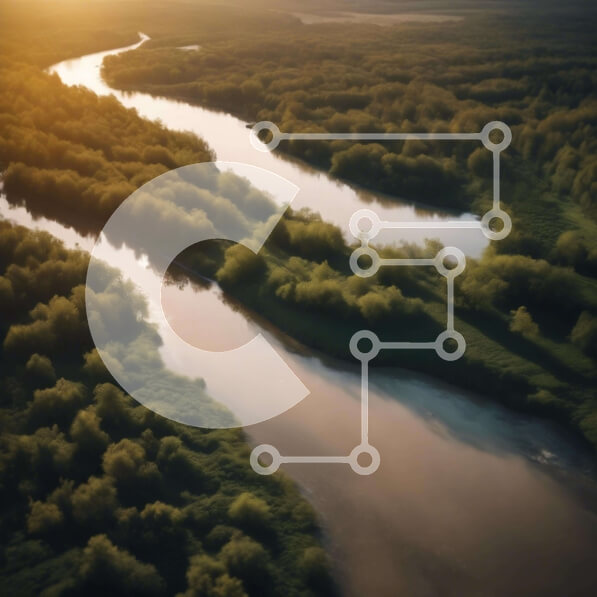 Intra Συλλεκτικό Ξύλινο Παζλ Plywood  4mm - Εναέρια άποψη ενός ποταμού με πράσινο Σε Ξύλινο Κουτί - Διαστάσεις: 10x10 cm – 25 κομμάτια