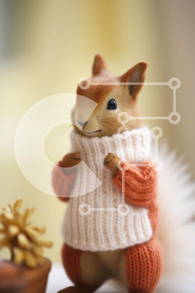 Σετ των 2 Intra Συλλεκτικό Ξύλινο Παζλ Plywood  4mm - Σκίουρος με πλεκτό πουλόβερ Σε Ξύλινο Κουτί - Διαστάσεις: 10x10 cm – 25 κομμάτια