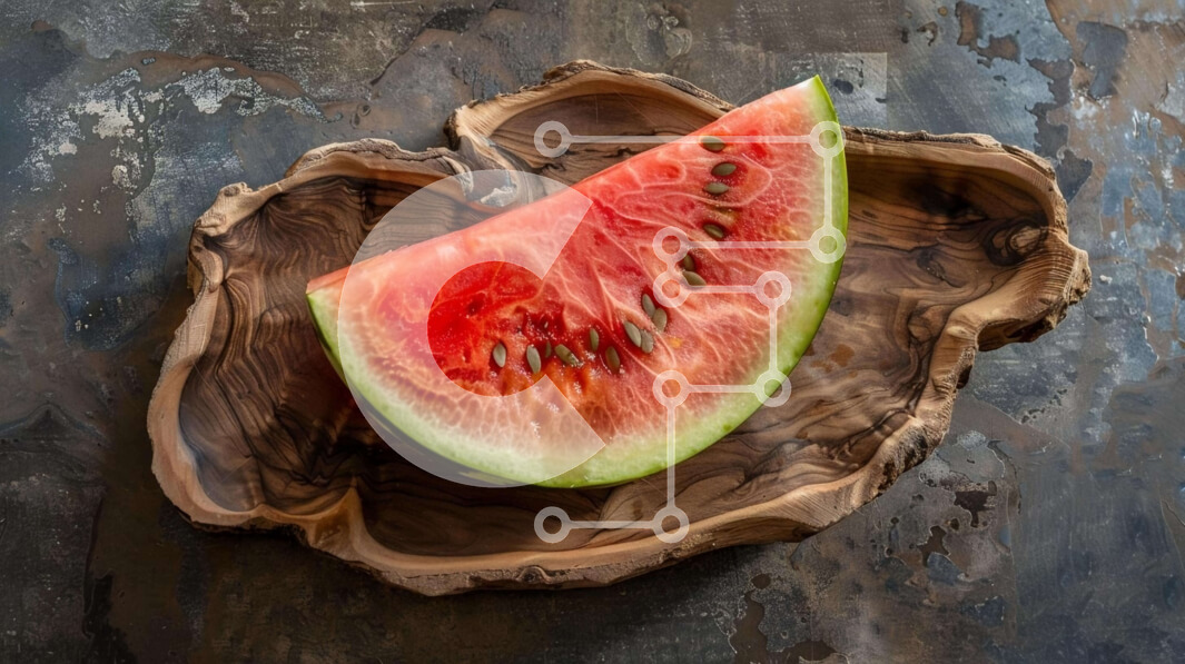 Σετ των 2 Intra Συλλεκτικό Ξύλινο Παζλ Plywood  4mm - Φέτα καρπούζι σε ξύλινο πιάτο Σε Ξύλινο Κουτί - Διαστάσεις: 10x10 cm – 25 κομμάτια