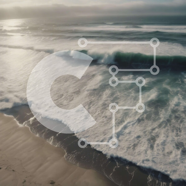 Intra Συλλεκτικό Ξύλινο Παζλ Plywood  4mm - Αεροφωτογραφία του ωκεανού με σανίδα του σερφ Σε Ξύλινο Κουτί - Διαστάσεις: 10x10 cm – 25 κομμάτια